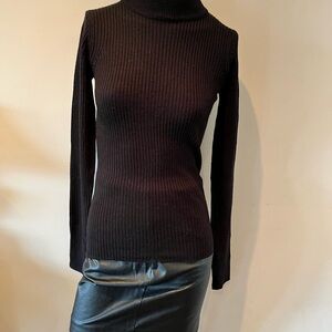 Black Ribbed Turtleneck Sweater